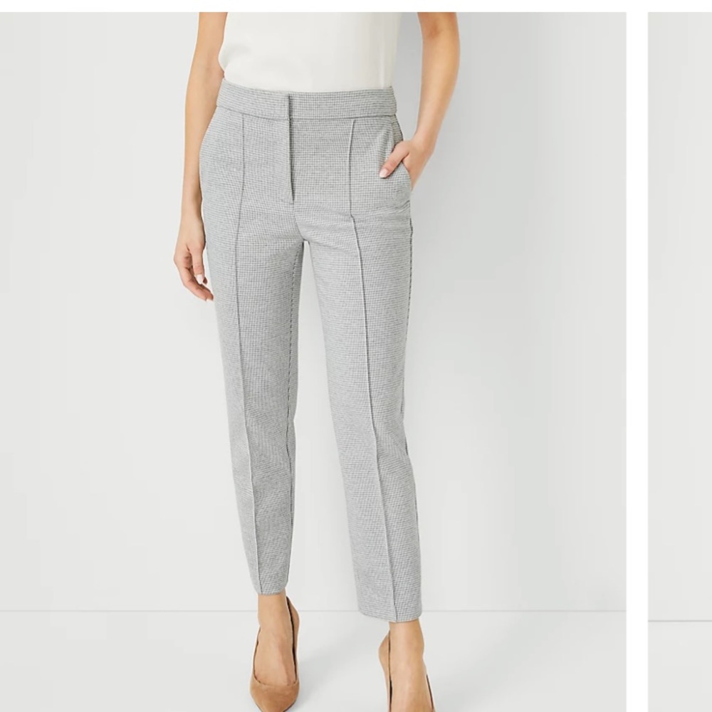 Ann Taylor grey houndstooth ankle pants 14P
